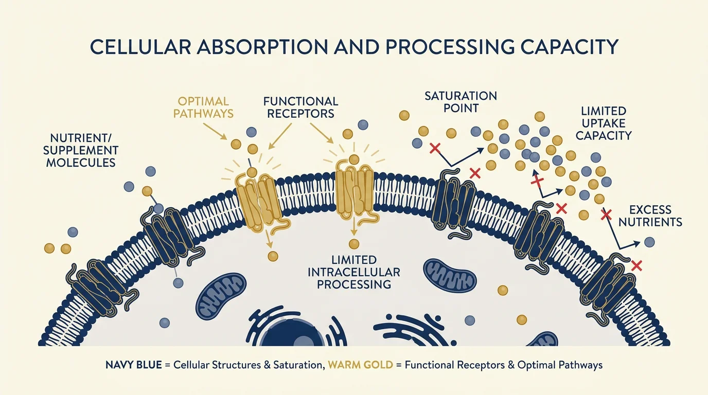 Diagram illustrating nutrient absorption in supplement stacking.