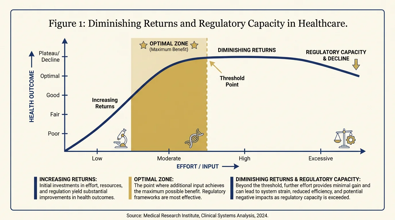 Diagram illustrating diminishing returns from continued effort without addressing the underlying cause.