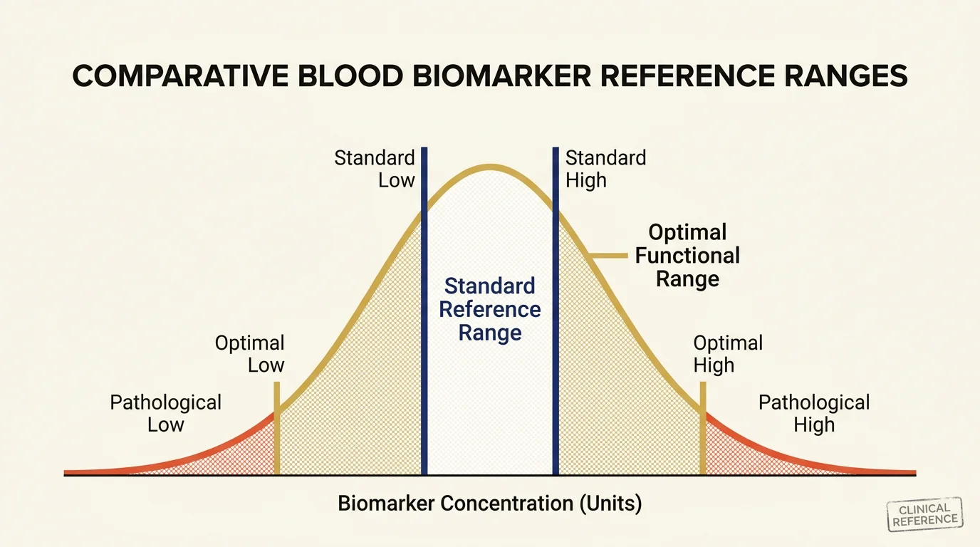 Diagram illustrating standard reference ranges used in normal test results.