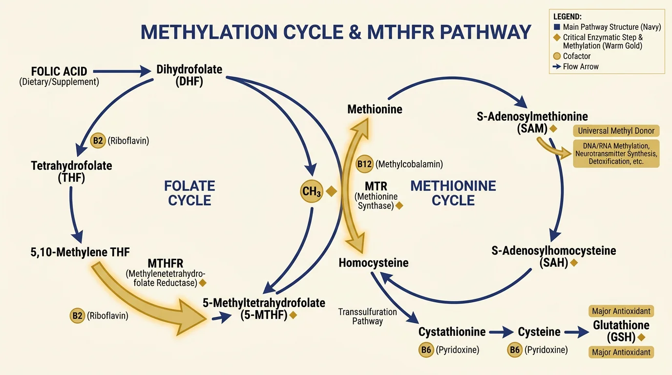 Diagram of the MTHFR methylation pathway.