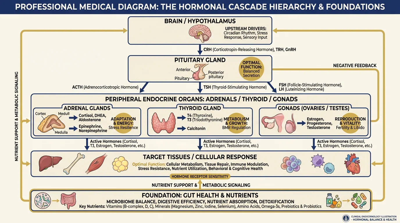 Diagram illustrating the cascade hierarchy of hormone regulation.
