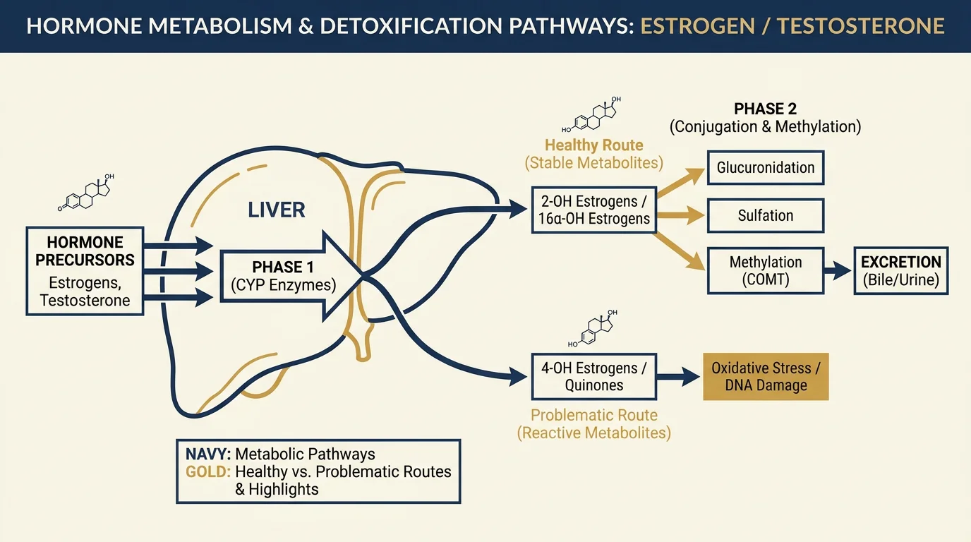 Diagram illustrating hormone metabolism and detoxification.