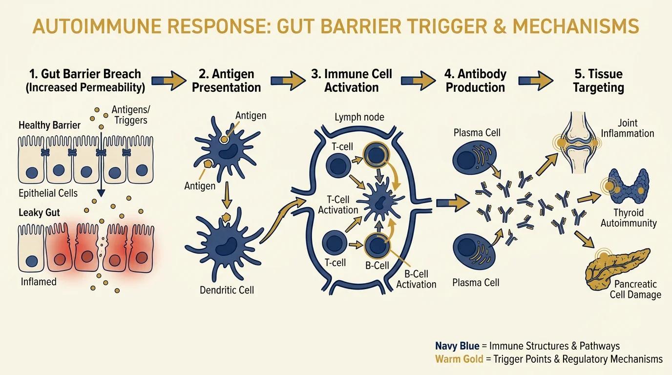 Diagram illustrating autoimmune trigger mechanisms.